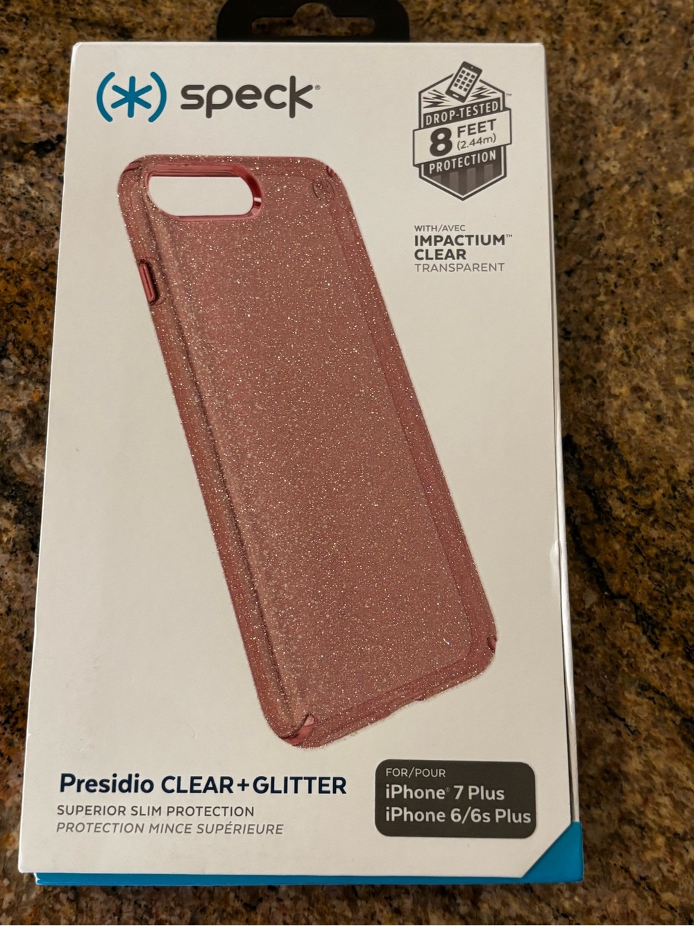speck Presidio Clear+Glitter iPhone 7 Plus Case in Rose Glitter